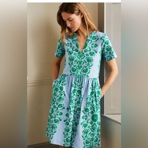 Boden Easy Notch Neck Jersey Dress White Size 12L